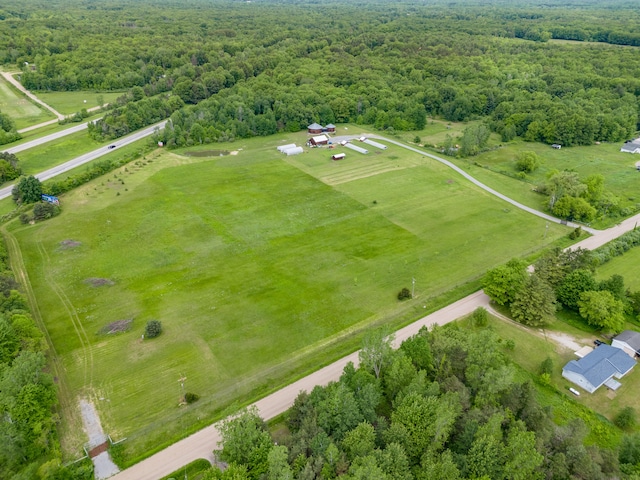 aerial view featuring a rural view