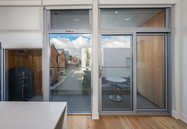 doorway featuring light hardwood / wood-style flooring