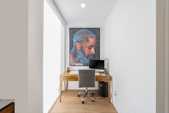 home office featuring light wood-type flooring