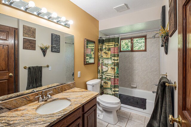 10133 W Allen Rd, Fowlerville, MI 48836 - bathroom featuring toilet, vanity, shower / bath combination with curtain, and tile patterned flooring