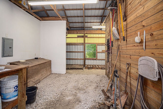 view of horse barn featuring electric panel