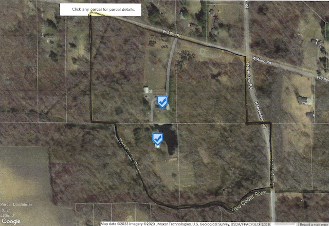 10133 W Allen Rd, Fowlerville, MI 48836 - map / location with property parcel outlined