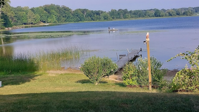 view of water feature featuring a dock