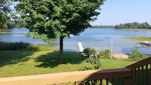 view of water feature featuring a dock