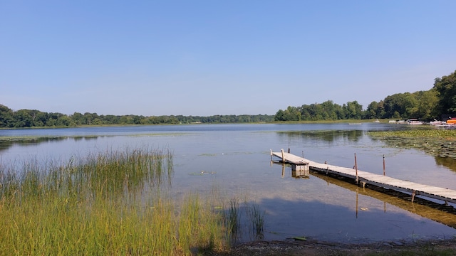 view of dock featuring a water view