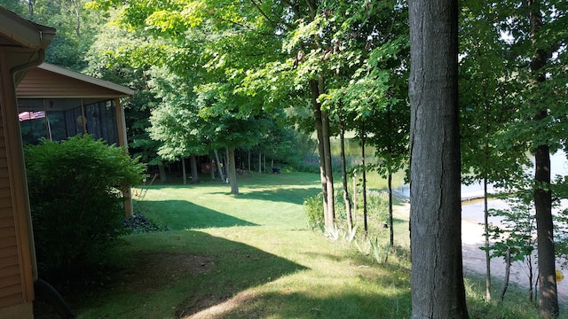 view of yard featuring a sunroom