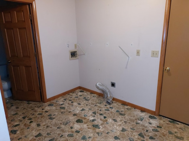 washroom with hookup for an electric dryer