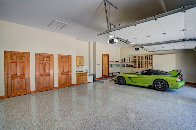 garage with a garage door opener