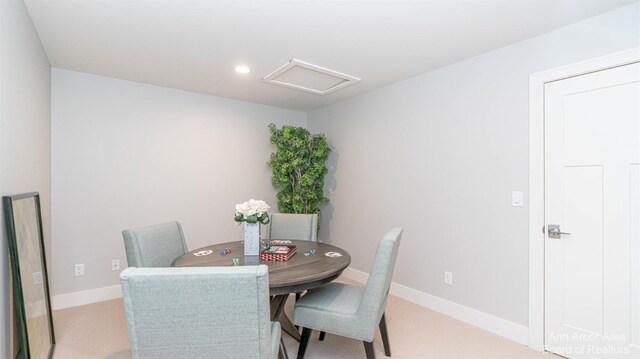 46 Gallery Pointe Dr, Saline, MI 48176 - dining area with attic access, carpet, recessed lighting, and baseboards