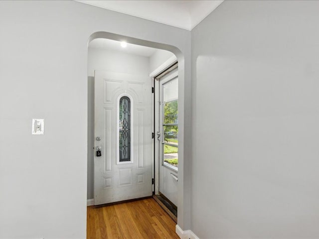 entryway with light wood-type flooring