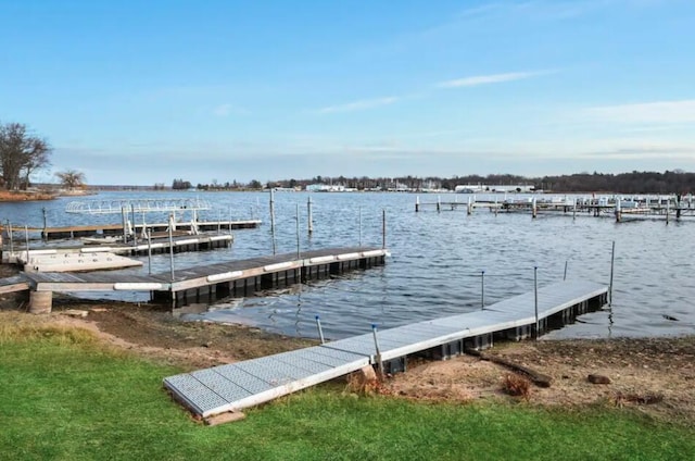 dock area featuring a water view