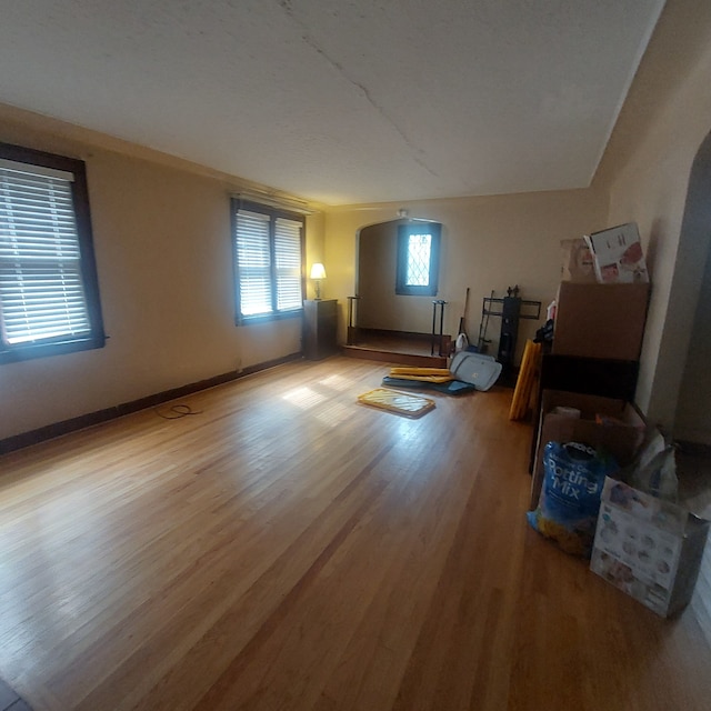 interior space with hardwood / wood-style flooring