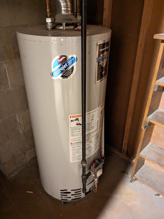 utility room with gas water heater