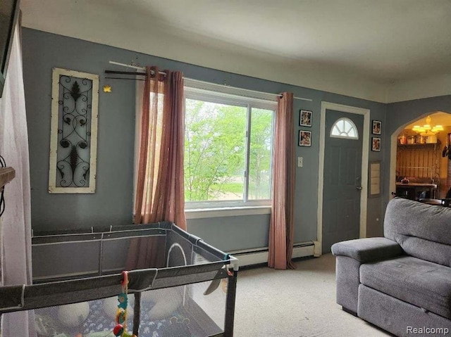 6000 N Dort Hwy, Flint, MI 48505 - rec room with arched walkways and carpet flooring