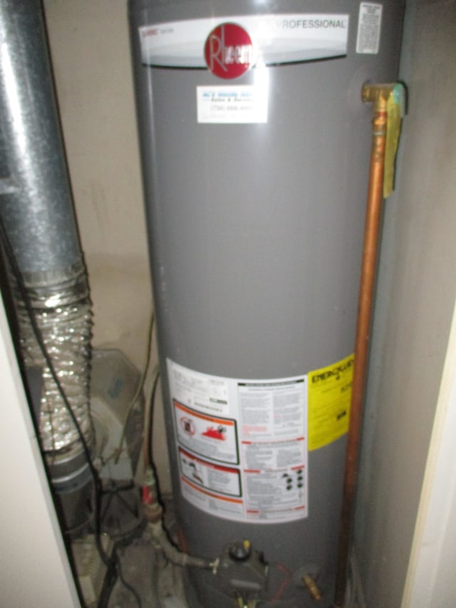 utility room with gas water heater