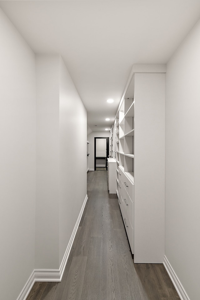 hallway with wood-type flooring