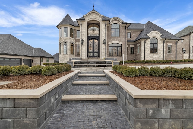 french provincial home with french doors