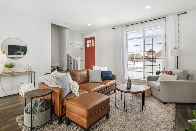 living room featuring hardwood / wood-style flooring and plenty of natural light