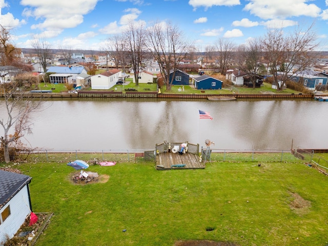 bird's eye view featuring a water view