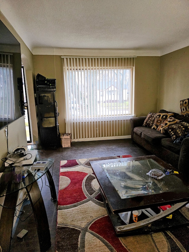 19356 Huntington Rd, Detroit, MI 48219 - living room with a textured ceiling