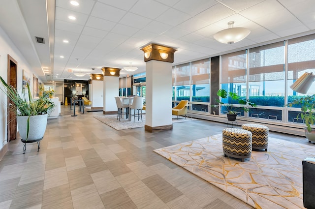8900 E Jefferson Ave Unit 630-631, Detroit, MI 48214 - common area with recessed lighting and floor to ceiling windows
