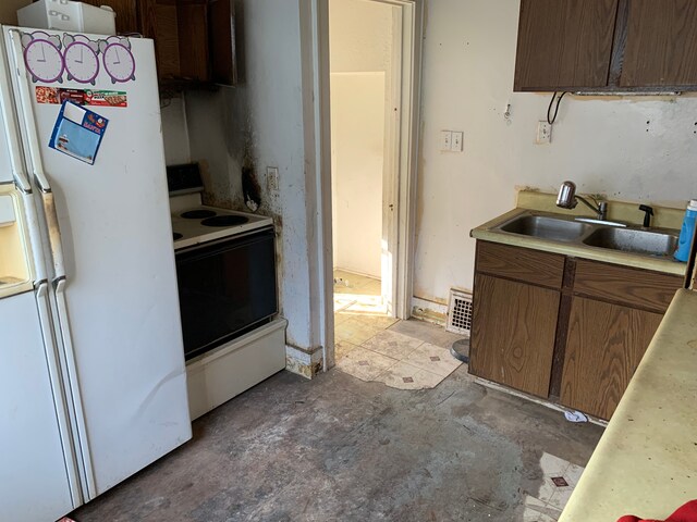 kitchen featuring sink and white appliances