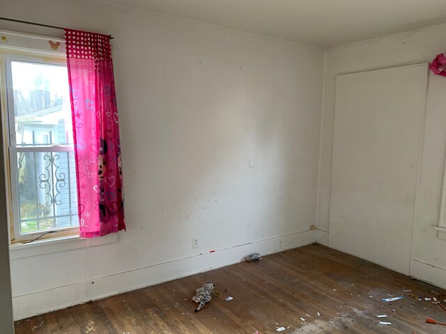 empty room featuring dark hardwood / wood-style flooring