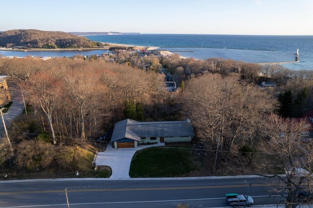 122 Park Ave, Frankfort, MI 49635 - aerial view of property and surrounding area featuring a large body of water