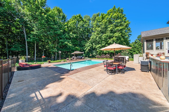 view of pool featuring a patio