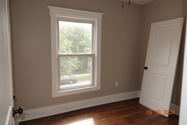 spare room featuring dark wood-type flooring