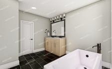 bathroom featuring a washtub and vanity