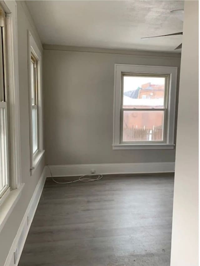 121 S Court St, Howell, MI 48843 - unfurnished room with healthy amount of natural light, dark wood-style flooring, and baseboards