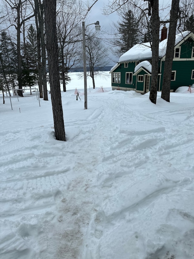 view of yard covered in snow