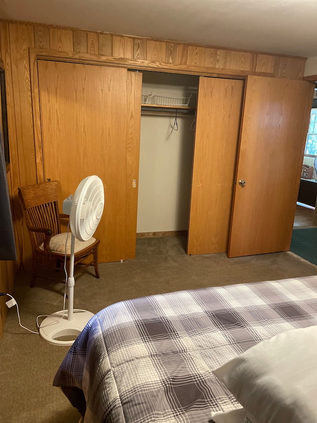 carpeted bedroom featuring a closet