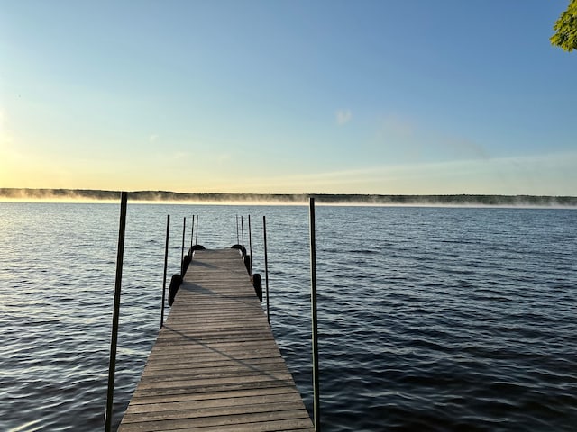 dock area featuring a water view