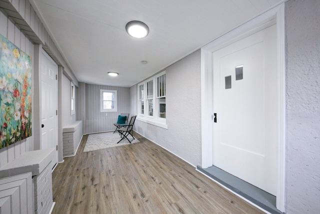 foyer with hardwood / wood-style flooring