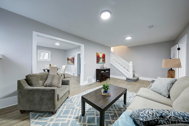 living room featuring wood-type flooring