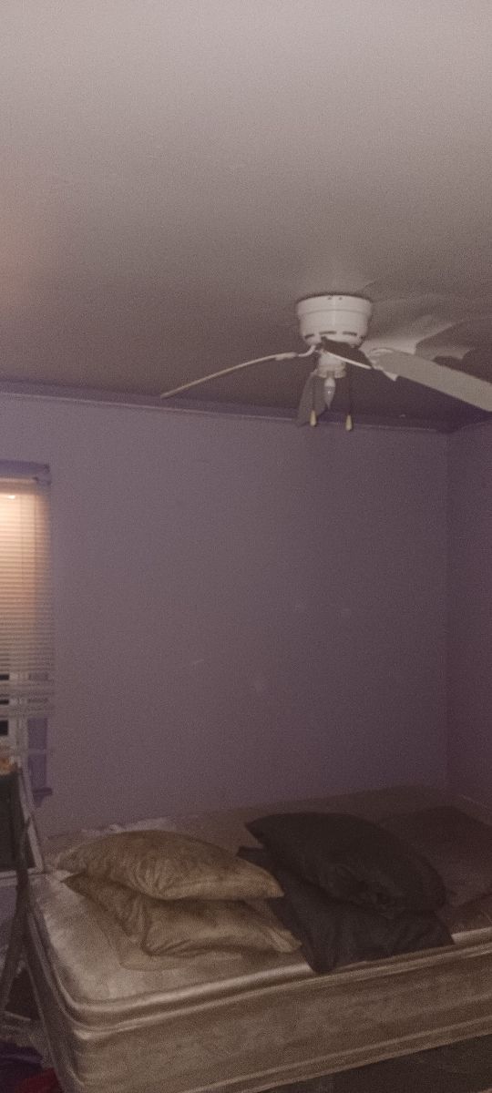 unfurnished bedroom featuring lofted ceiling and ceiling fan