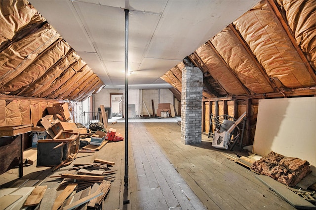 view of unfinished attic