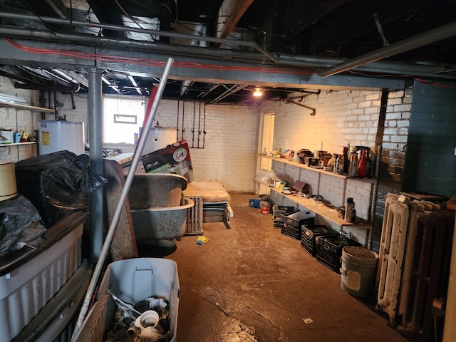 basement with water heater