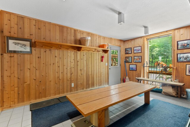 100 W Adams Rd, Farwell, MI 48622 - rec room with wooden walls and a textured ceiling