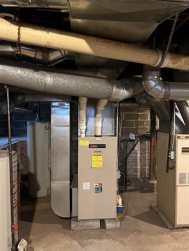 utilities featuring heating unit and water heater