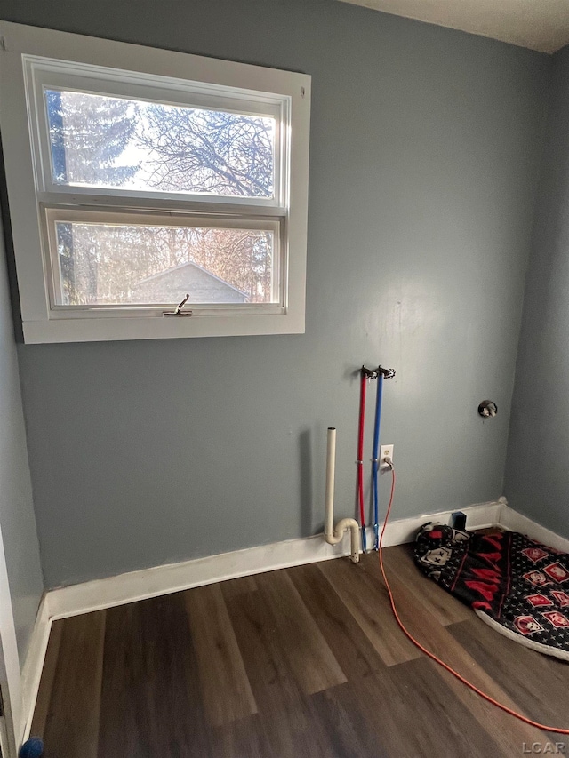 laundry room with wood-type flooring