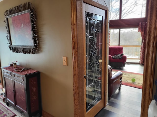 doorway to outside with hardwood / wood-style floors