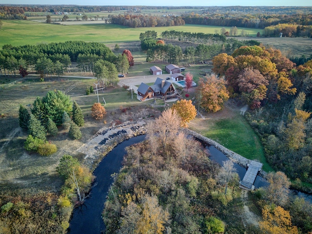 aerial view with a rural view