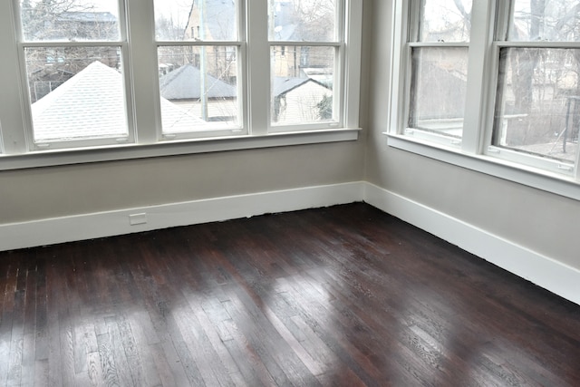 empty room with dark hardwood / wood-style floors