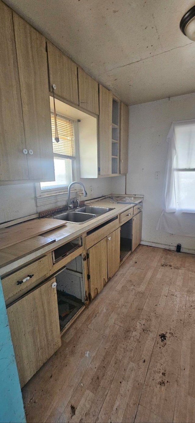 kitchen featuring sink and light hardwood / wood-style floors