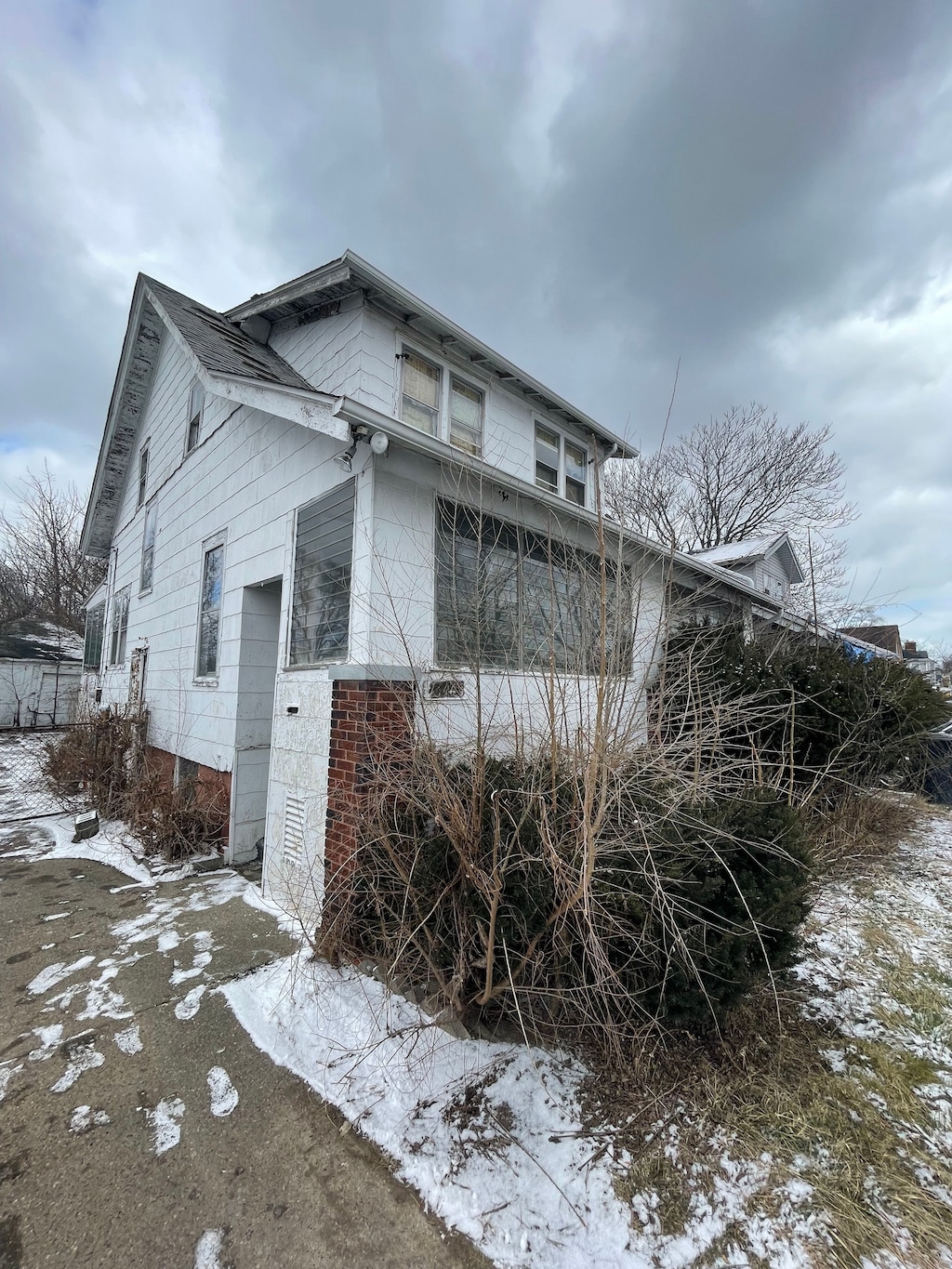 view of snow covered property