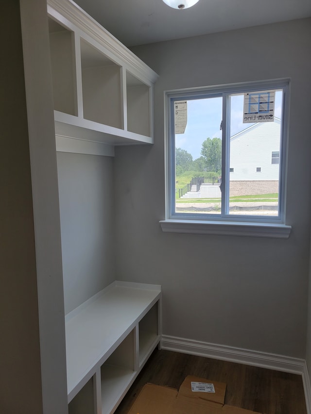 mudroom featuring dark hardwood / wood-style flooring