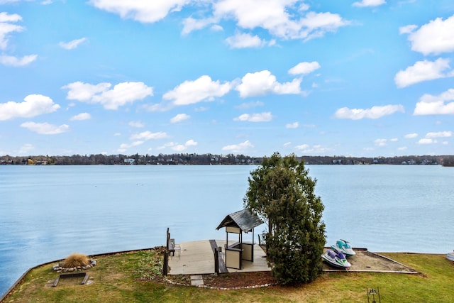 property view of water featuring a boat dock